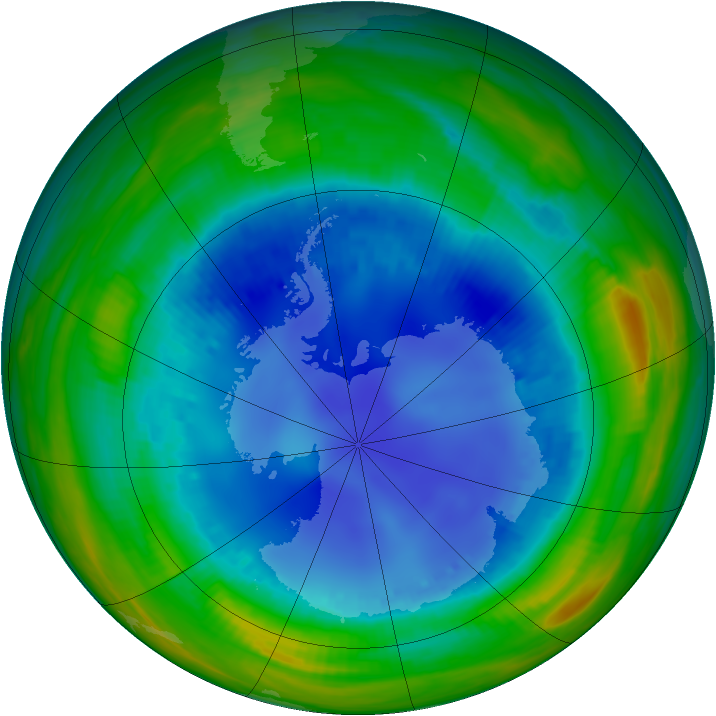 Antarctic ozone map for 14 August 1998